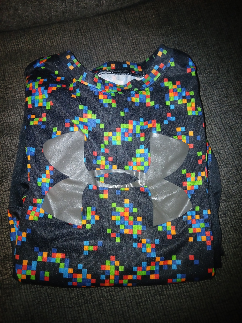 Under Armour Kids' Navy Pixel-Print Performance Tee